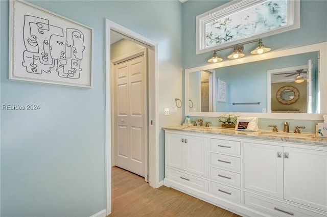 bathroom featuring wood-type flooring and vanity