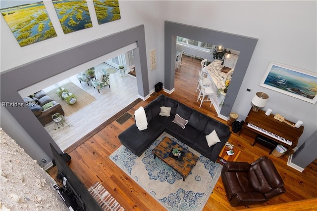 living room featuring hardwood / wood-style flooring