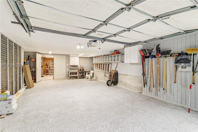 garage with a garage door opener