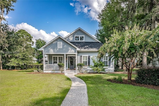 view of front facade with a porch and a front yard