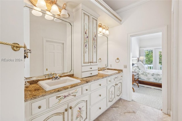 bathroom featuring vanity and crown molding