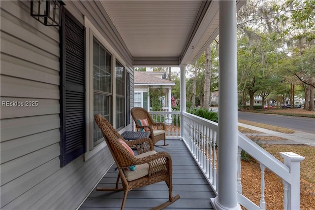 deck with a porch