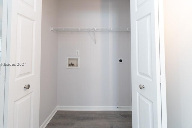 laundry room with washer hookup, dark hardwood / wood-style flooring, and electric dryer hookup