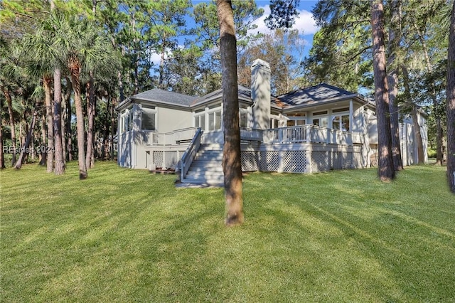 view of yard featuring a deck