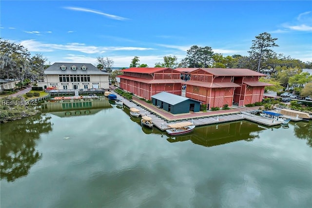 dock area featuring a water view