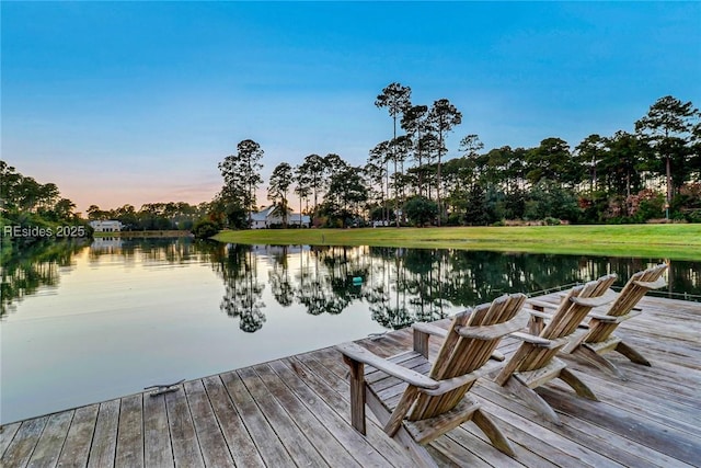 dock area featuring a water view