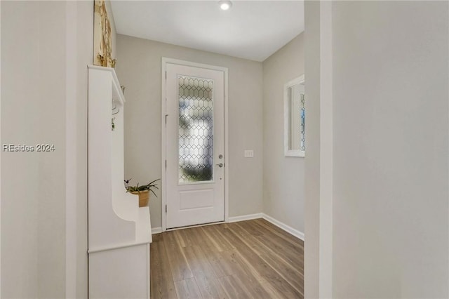 entryway with light wood-type flooring