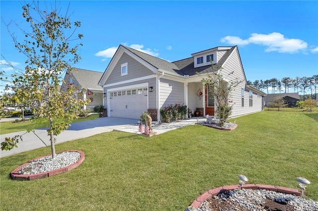 view of front of home with a garage and a front yard