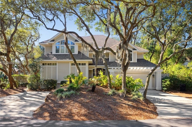 view of front of property with a garage