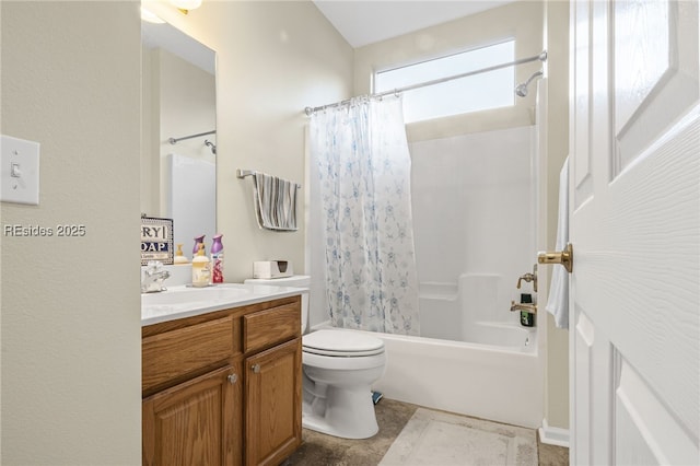 full bathroom featuring vanity, toilet, and shower / bath combo