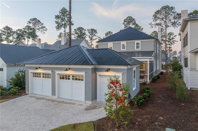 view of front of house with a garage