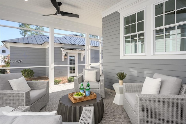 view of patio / terrace featuring outdoor lounge area and ceiling fan