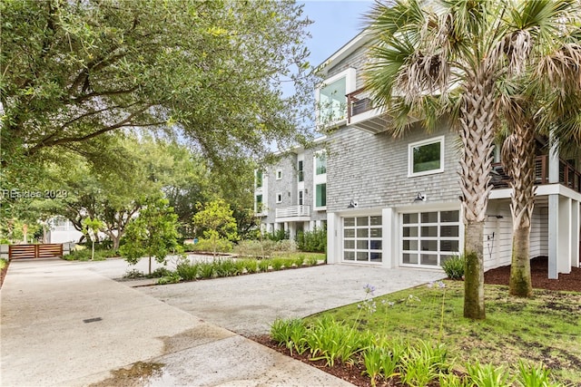 exterior space with a garage