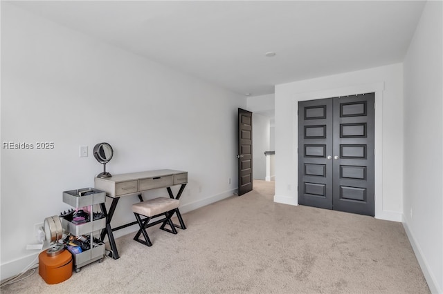 view of carpeted office space