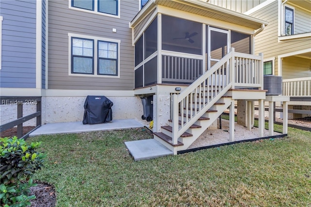 exterior space featuring a patio area and a lawn