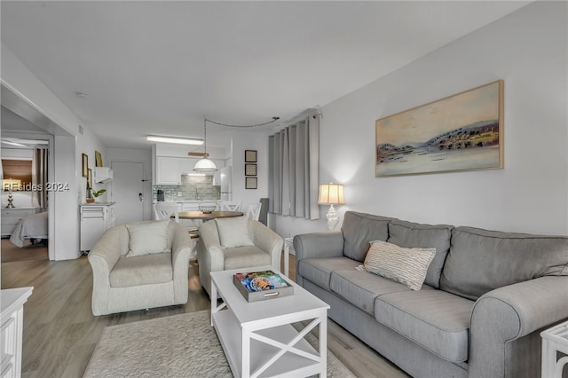 living room featuring light hardwood / wood-style floors