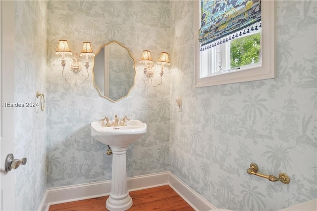 bathroom featuring hardwood / wood-style flooring