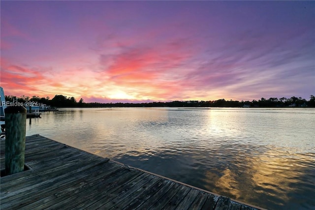 view of dock featuring a water view