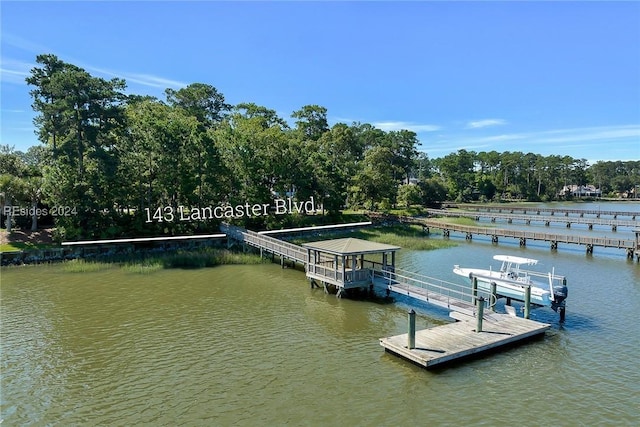 dock area featuring a water view