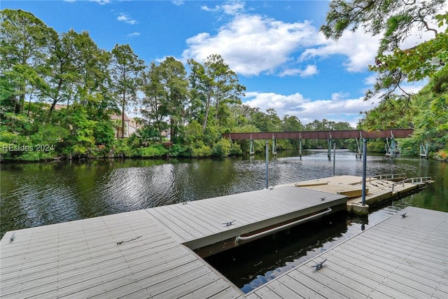 view of dock featuring a water view