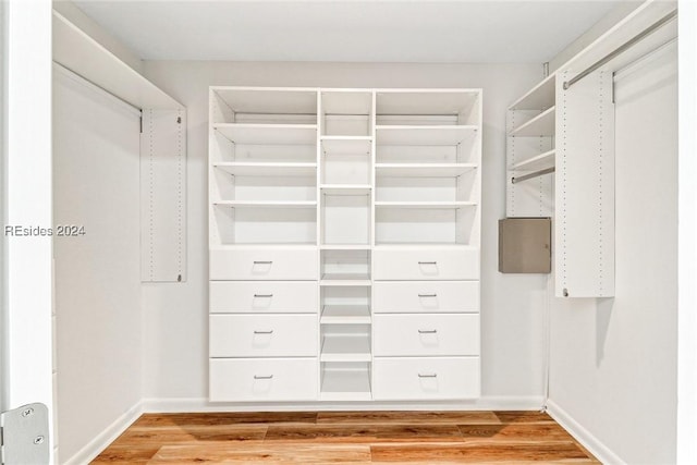 walk in closet featuring light wood-type flooring