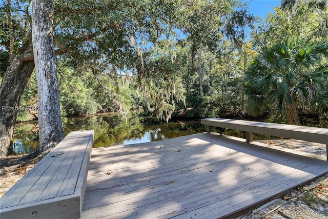 deck with a water view