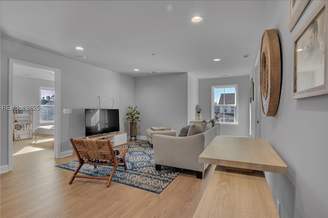 living room featuring light hardwood / wood-style floors