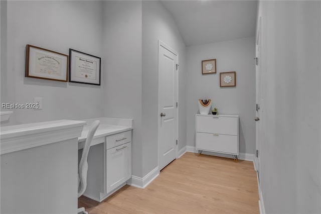 office space with light hardwood / wood-style floors