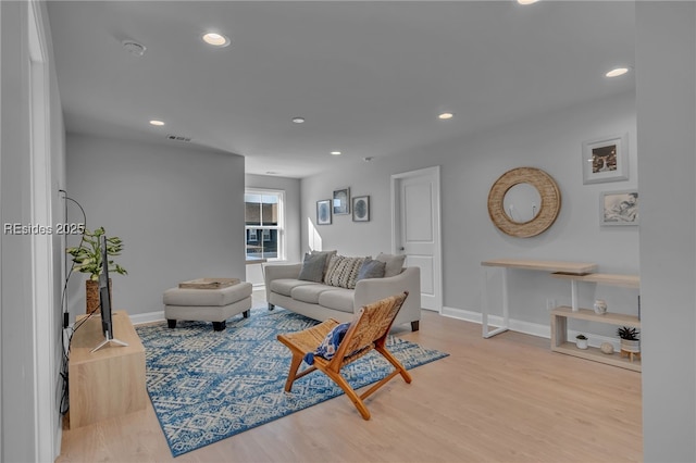 living room with light wood-type flooring