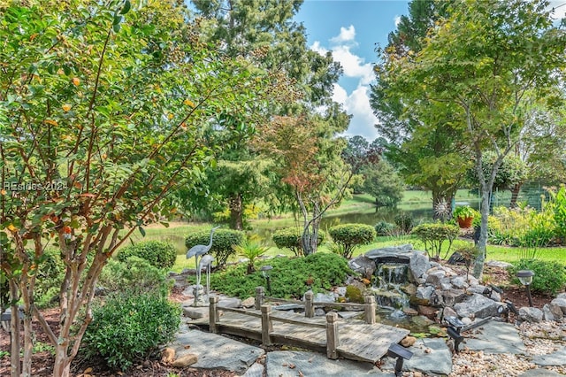 view of property's community with a water view