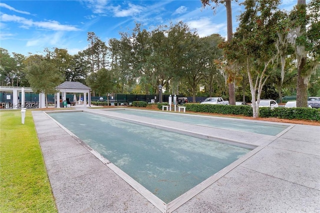 view of swimming pool with a gazebo