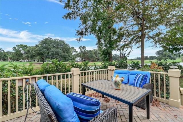 deck with an outdoor hangout area