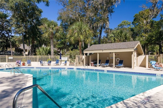 view of pool featuring a patio area