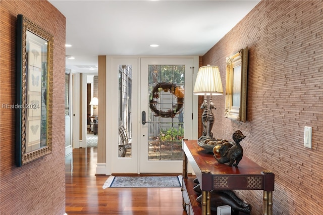 entrance foyer featuring dark hardwood / wood-style flooring