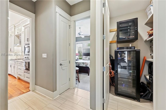 corridor featuring beverage cooler