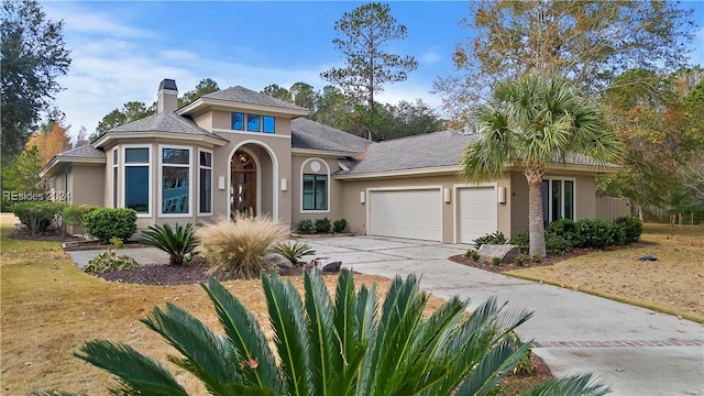 mediterranean / spanish-style house with a garage