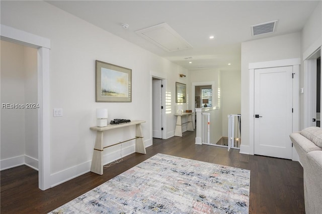 interior space featuring dark wood-type flooring