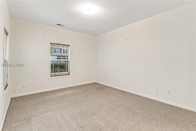 empty room featuring carpet and a textured ceiling