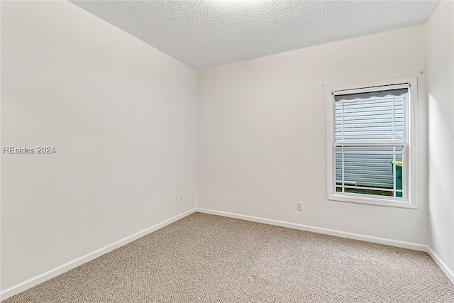 empty room with carpet floors and a textured ceiling