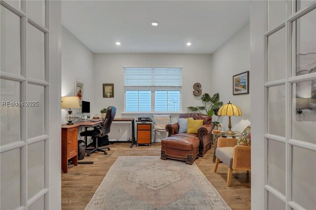 office featuring light hardwood / wood-style flooring