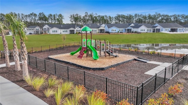 view of play area featuring a yard