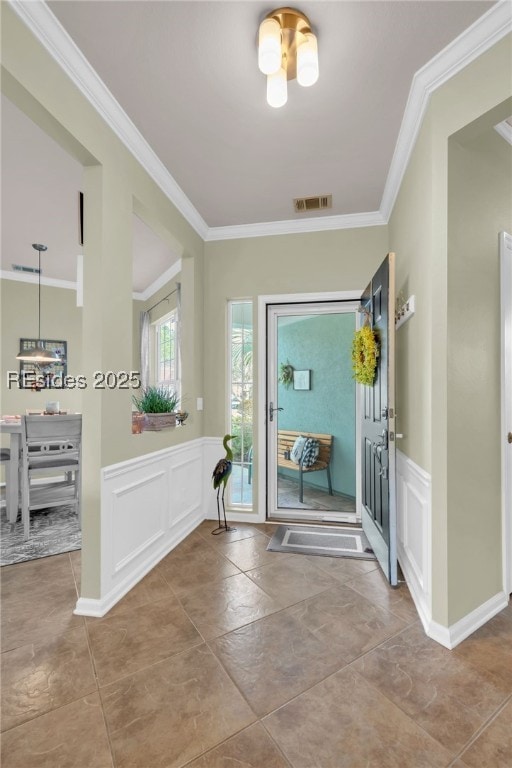 foyer with ornamental molding