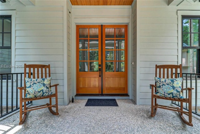 property entrance with french doors