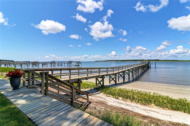 view of dock featuring a water view