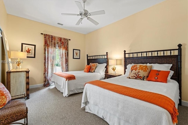 bedroom with carpet floors and ceiling fan