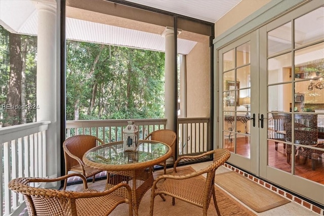 sunroom / solarium with french doors