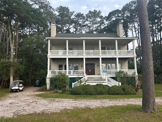 coastal home with covered porch