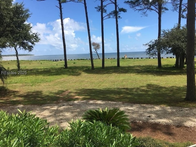 view of yard featuring a water view