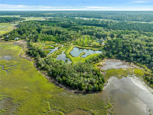 bird's eye view featuring a water view