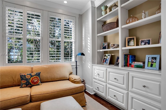 sitting room featuring dark hardwood / wood-style flooring